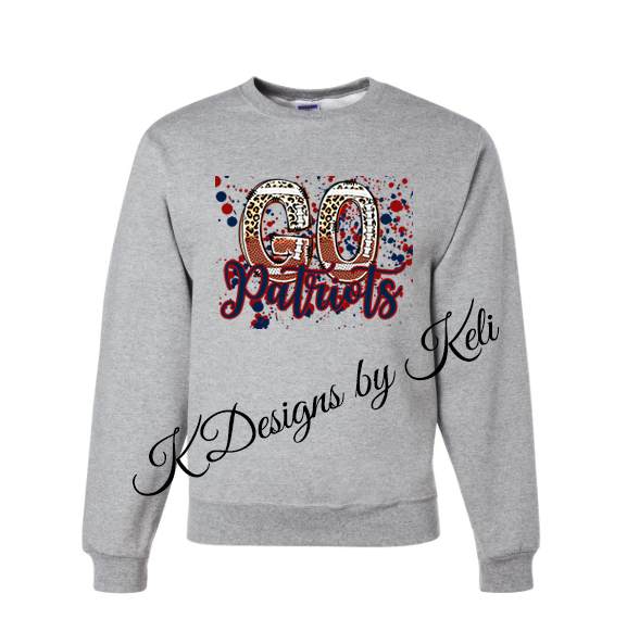 Go Patriots Football - Sport Grey - Tshirt, Longsleeve T, Crewneck, or Hooded Sweatshirt
