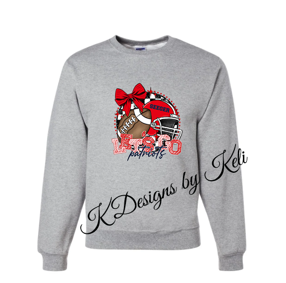 Seeger Patriot Football - Sport Grey - Tshirt, Longsleeve T, Crewneck, or Hooded Sweatshirt