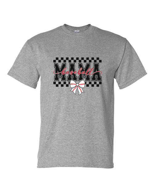 Baseball Mama Bow - Grey - Tshirt, Longsleeve T, Crewneck, or Hooded Sweatshirt (Copy) (Copy)