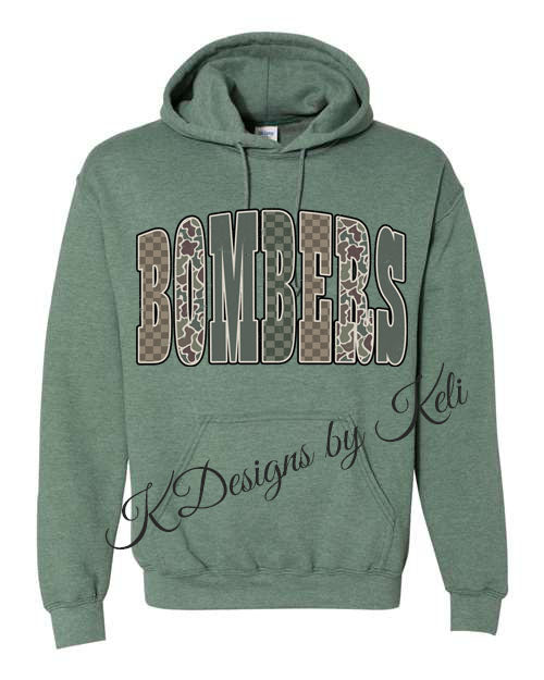 Williamsport Bombers - 2026 - Design#4 - Heather Dark Green - T-Shirt, Crew Neck, or Hooded Sweatshirt