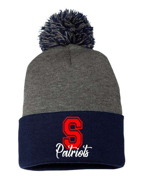 Seeger Patriots Gray / Navy Pom Hat