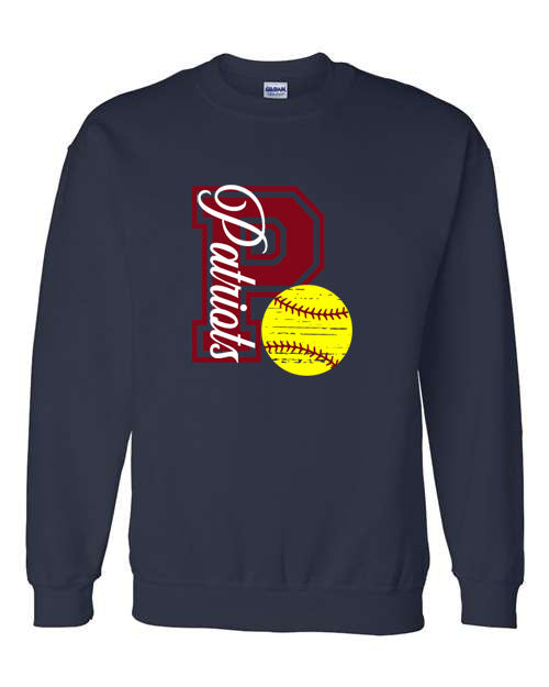 Patriots P Softball - Navy - Tshirt, Long Sleeve Tshirt, Crew Neck or Hooded Sweatshirt