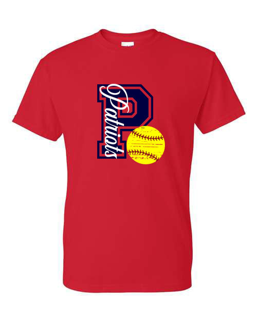 Patriots P Softball - Red - Tshirt, Long Sleeve Tshirt, Crew Neck or Hooded Sweatshirt
