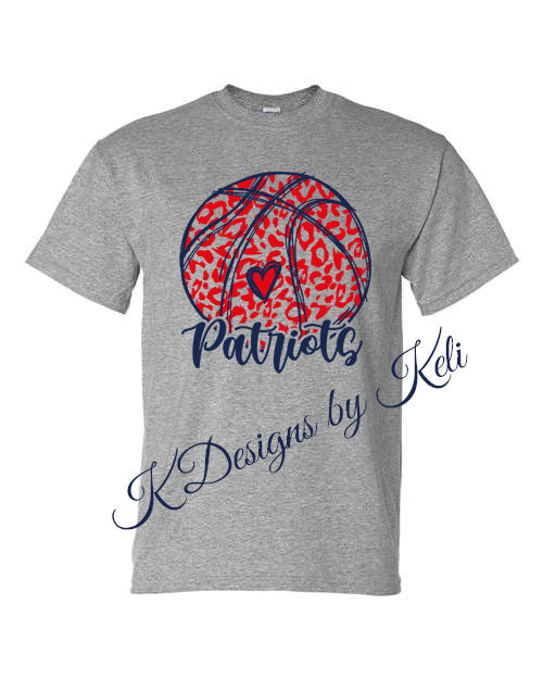 Seeger Patriots Basketball- Sport Grey - T-Shirt, Long Sleeve T-shirt, Crew Neck or Hooded Sweatshirt