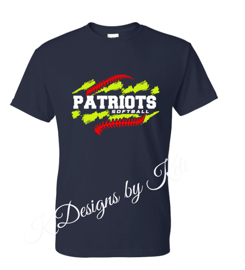 Seeger Patriots Softball - Navy - T-Shirt, Long Sleeve T-shirt, Crew Neck or Hooded Sweatshirt