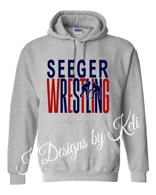 Seeger Girls Wrestling - Grey - Tshirt, Longsleeve T, Crewneck, or Hooded Sweatshirt
