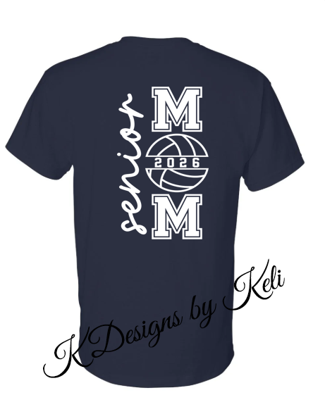 Volleyball - Mom - Navy - T- shirt, Long sleeve T, Crewneck, or Hooded Sweatshirt