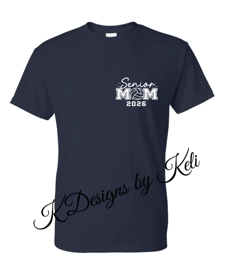 Volleyball - Mom - Navy - T- shirt, Long sleeve T, Crewneck, or Hooded Sweatshirt