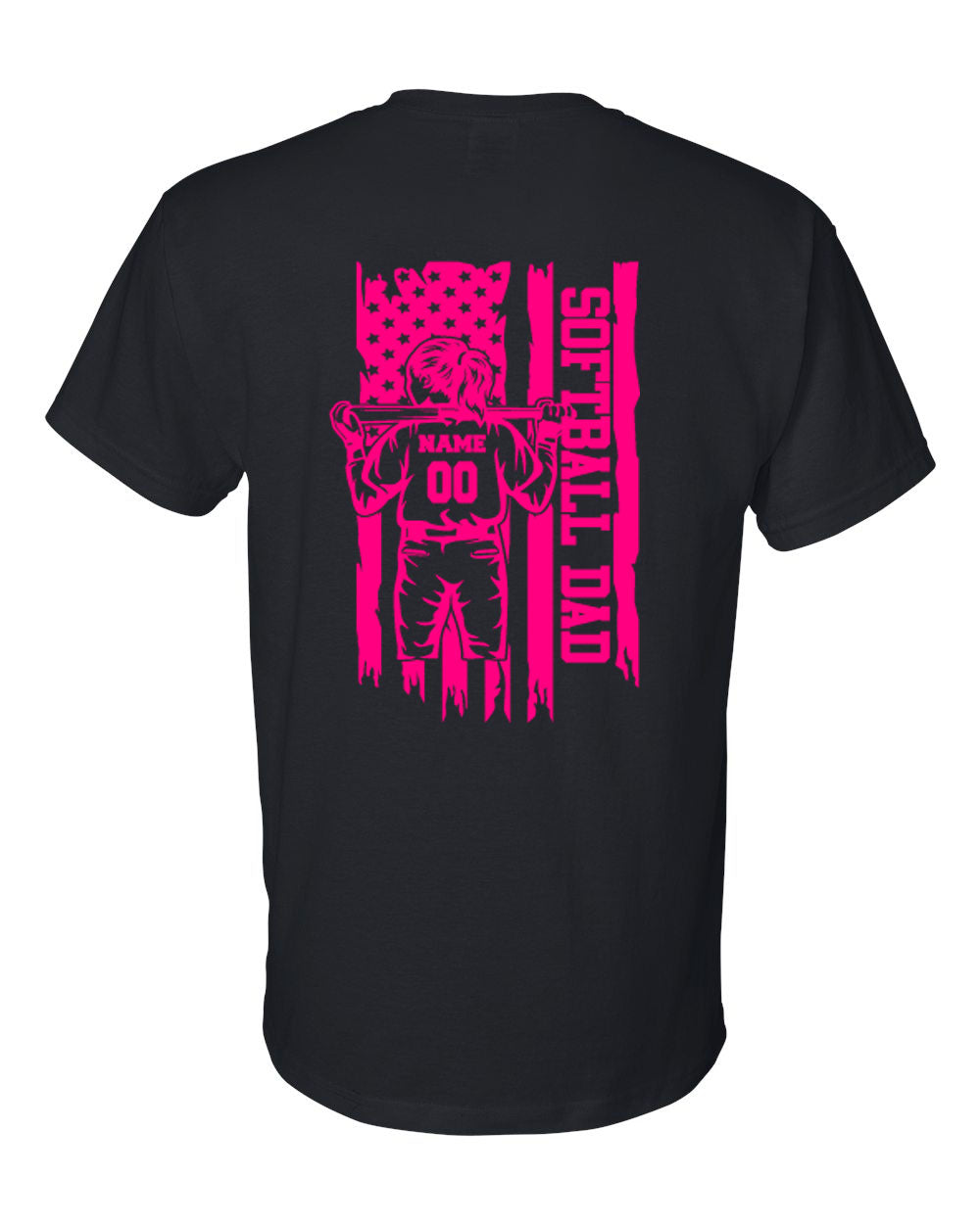 Softball Dad - Front and Back Personalized - Tshirt - Choose Color of Shirt and Leave design color choice in the notes section