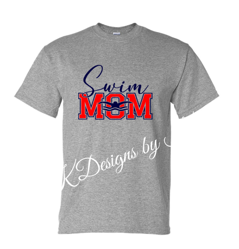 Seeger Swim Mom - Grey - T-Shirt, Long Sleeve T-shirt, Crew Neck or Hooded Sweatshirt