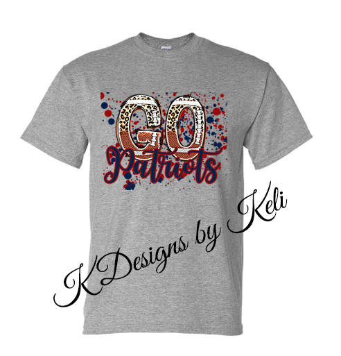 Go Patriots Football - Sport Grey - Tshirt, Longsleeve T, Crewneck, or Hooded Sweatshirt