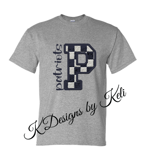 Patriots Checkered P - Sport Grey - Tshirt, Longsleeve T, Crewneck, or Hooded Sweatshirt