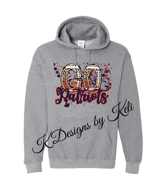 Go Patriots Football - Sport Grey - Tshirt, Longsleeve T, Crewneck, or Hooded Sweatshirt