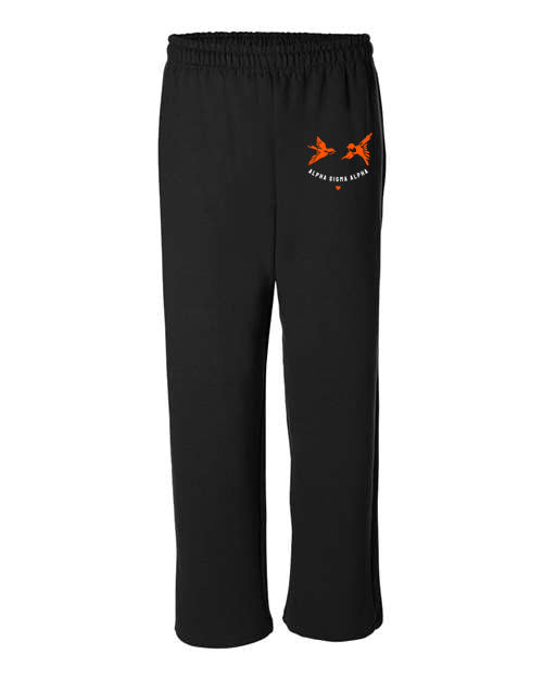 Alpha Sigma Alpha - ASA - Bird Design - Gildan Open Bottom Sweatpants