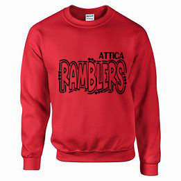 Attica Ramblers - Red - T-Shirt, Long Sleeve T-shirt, Crew Neck or Hooded Sweatshirt