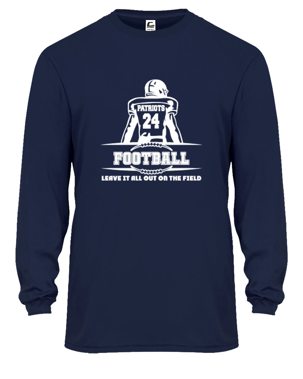Seeger Patriot Football 24 - Drifit - Badger Brand - Leave it all on the field - T-Shirt, Long Sleeve T-shirt, Crew Neck or Hooded Sweatshirt