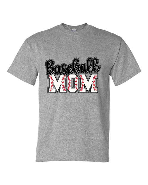 Baseball  Mom 2 - Grey - Tshirt, Longsleeve T, Crewneck, or Hooded Sweatshirt