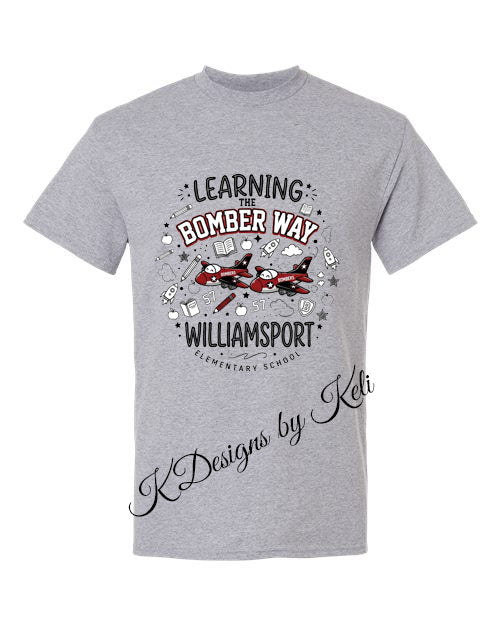 Williamsport Bombers -#6 - 2026 - Sport Grey - T-Shirt, Crew Neck, or Hooded Sweatshirt