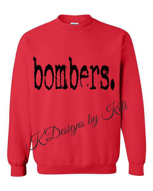 Williamsport Bombers - 2026 - Design#7 - Red- T-Shirt, Crew Neck, or Hooded Sweatshirt