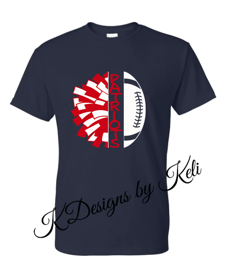 Patriots Cheer Football - Navy - T- shirt, Long sleeve T, Crewneck, or Hooded Sweatshirt (Copy)