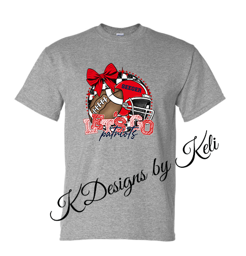 Seeger Patriot Football - Sport Grey - Tshirt, Longsleeve T, Crewneck, or Hooded Sweatshirt