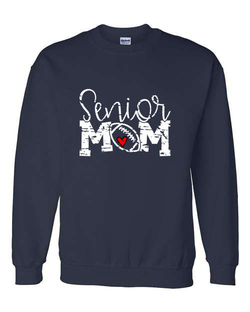 Senior Mom - Football - Navy - T-Shirt, Long Sleeve T-shirt, Crew Neck or Hooded Sweatshirt