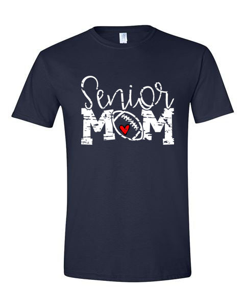 Senior Mom - Football - Navy - T-Shirt, Long Sleeve T-shirt, Crew Neck or Hooded Sweatshirt