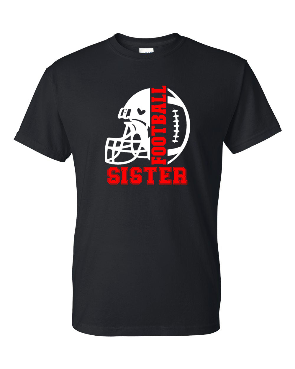 Football Sister - Black - T-Shirt, Long Sleeve T-shirt, Crew Neck or Hooded Sweatshirt