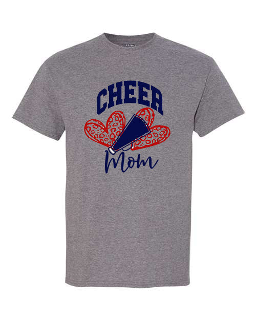 Cheer Mom - Navy or Grey - T-Shirt, Long Sleeve T-shirt, Crew Neck or Hooded Sweatshirt