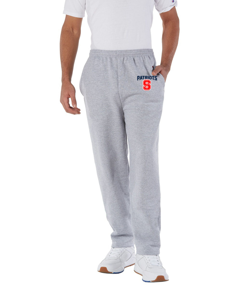 Patriots S Sweatpants - Open Bottom  with Pockets - Champion Brand