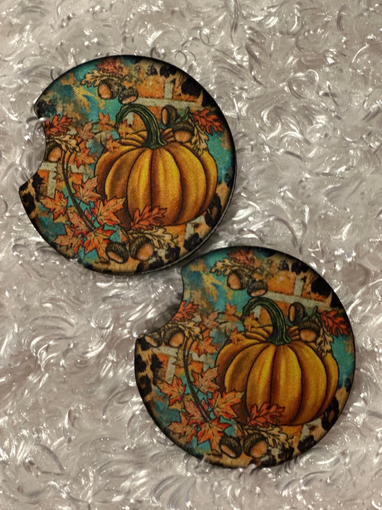 Car Coasters - Set of 2 - Fall Pumpkins