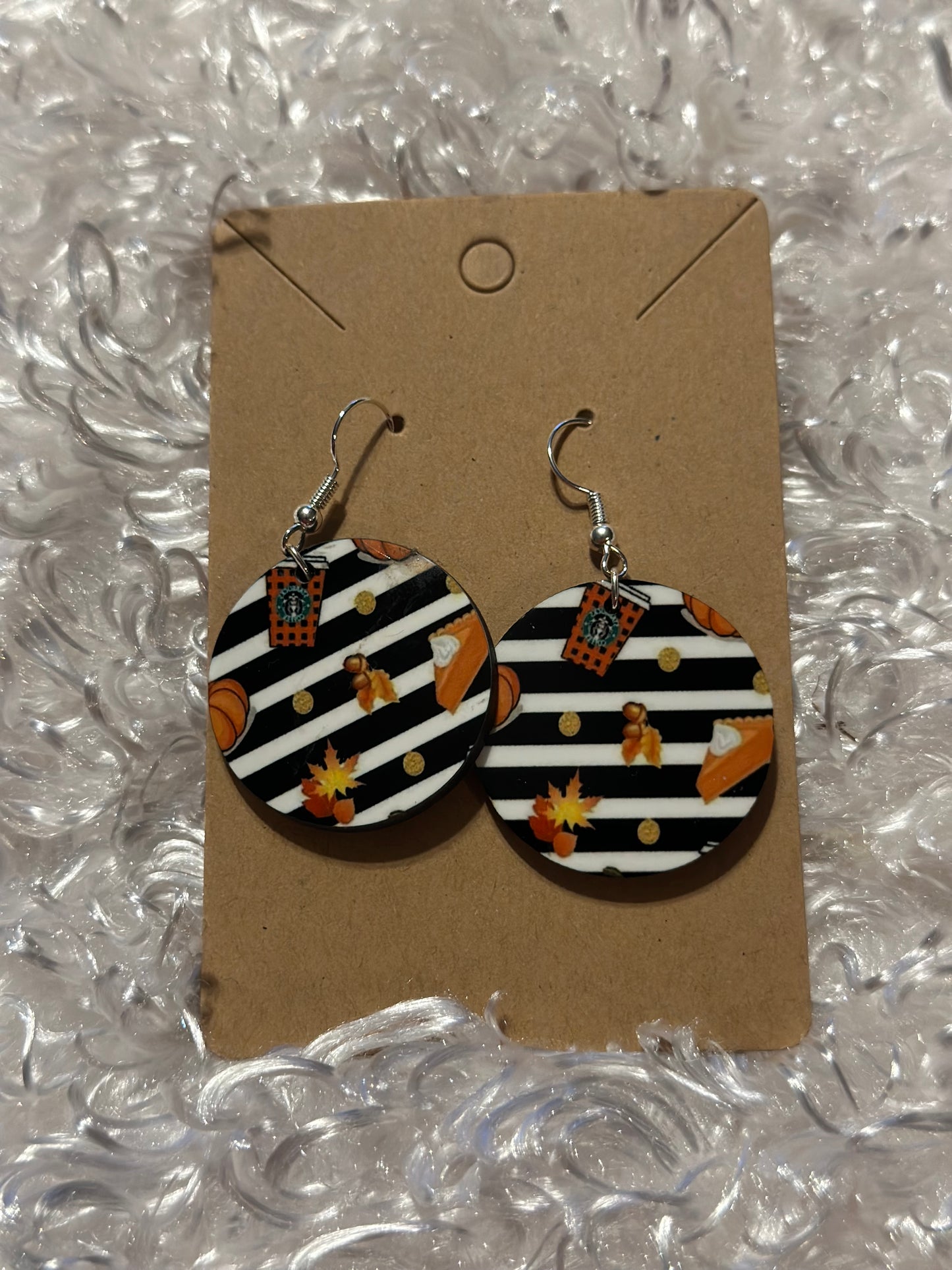 Earrings - Fall - Pumpkin Spice , Pie, Coffee stripes