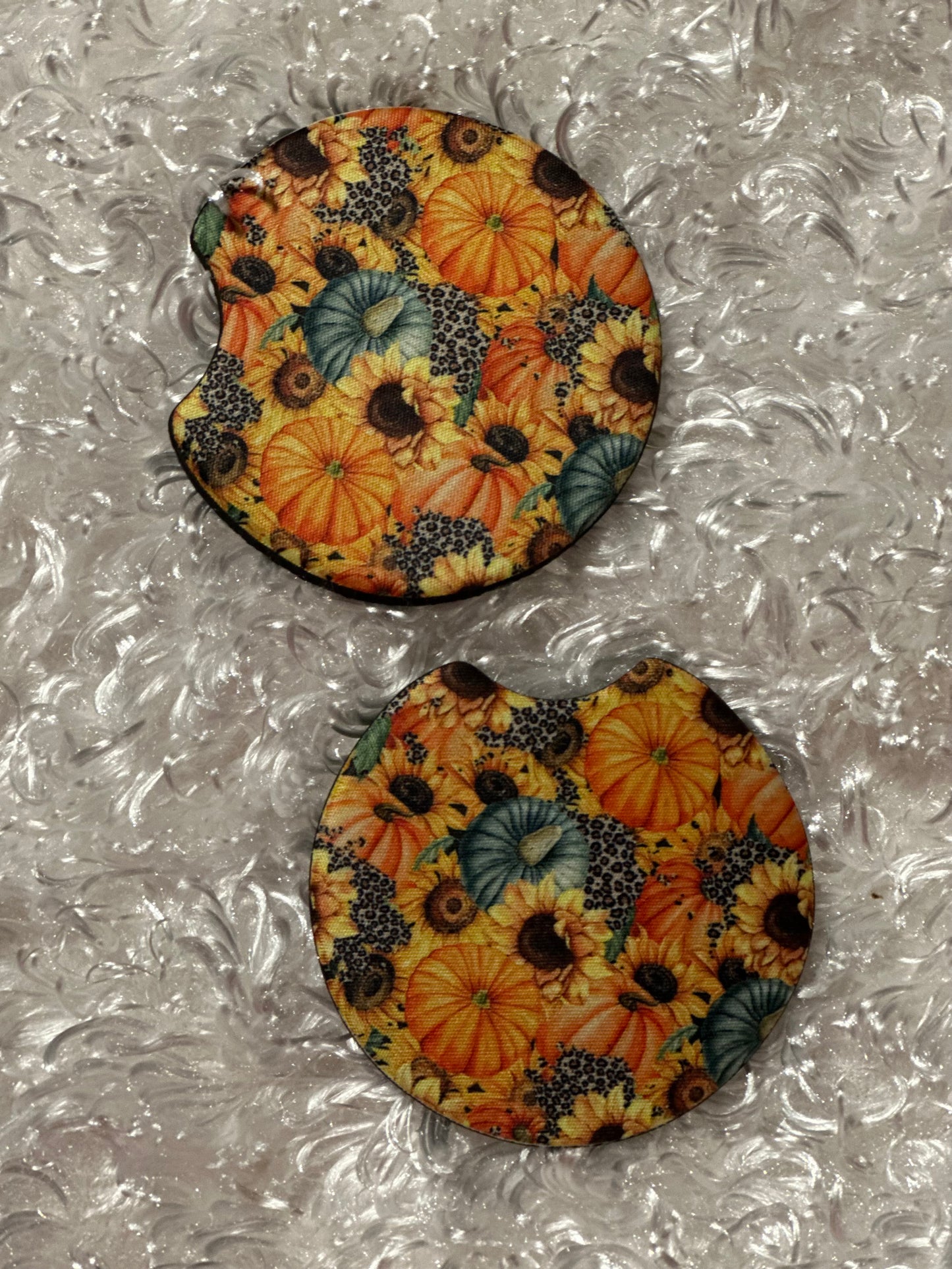 Car Coasters - Set of 2 - Fall Mini Pumpkins