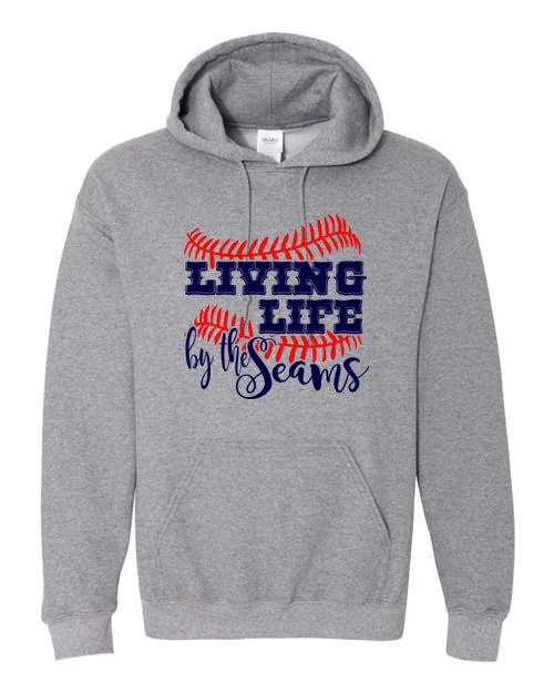 Living Life by The Seams - Baseball or Softball  - Tshirt, Long Sleeve Tshirt, Crew Neck or Hooded Sweatshirt