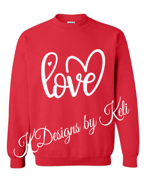 LOVE 2 - Valentines - Red -  Tshirt, Longsleeve T, Crewneck, or Hooded Sweatshirt
