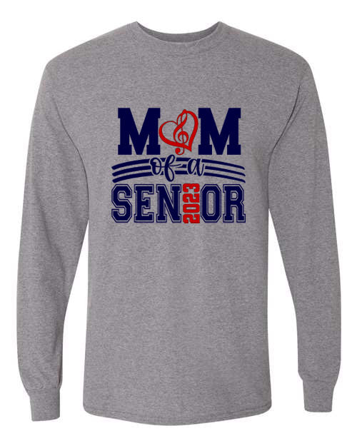 Mom of a Senior - Music - Graphite Gray - T-Shirt, Long Sleeve T-shirt, Crew Neck or Hooded Sweatshirt