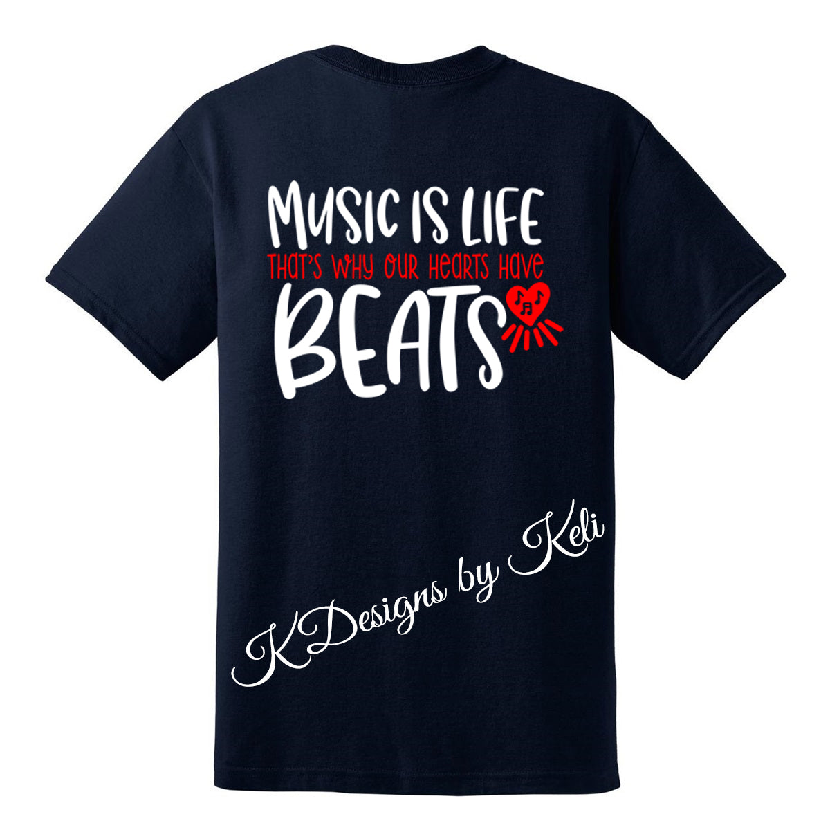 Seeger Music Boosters - Music is Life - Design #5- Navy - T-Shirt, Long Sleeve T-shirt, Crew Neck, or Hooded Sweatshirt