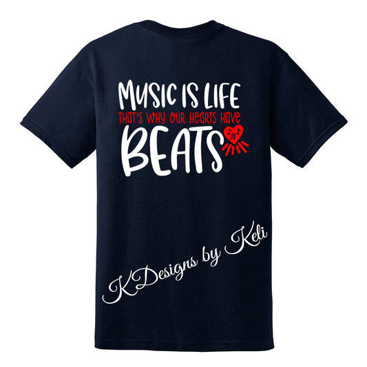 Seeger Music Boosters - Music is Life - Design #5- Navy - T-Shirt, Long Sleeve T-shirt, Crew Neck, or Hooded Sweatshirt