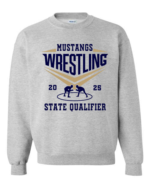 Fountain Central Mustangs Wrestling - State Qualifier - Sport Grey - T-Shirt, Long Sleeve T-shirt, Crew Neck or Hooded Sweatshirt