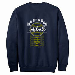 Mustangs Softball - Navy - Tshirt, Longsleeve T, Crewneck, or Hooded Sweatshirt