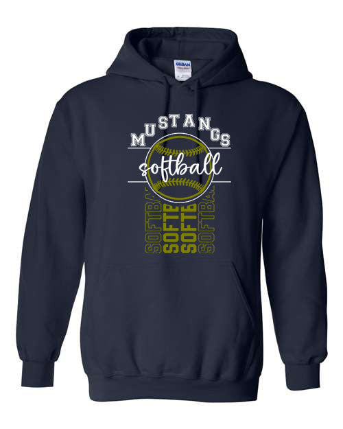 Mustangs Softball - Navy - Tshirt, Longsleeve T, Crewneck, or Hooded Sweatshirt