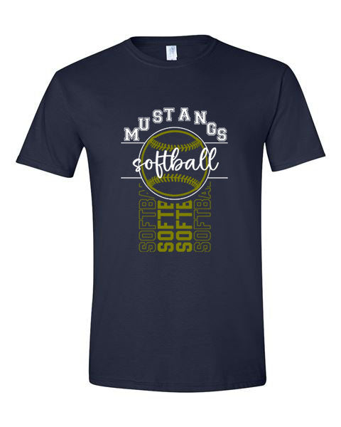 Mustangs Softball - Navy - Tshirt, Longsleeve T, Crewneck, or Hooded Sweatshirt