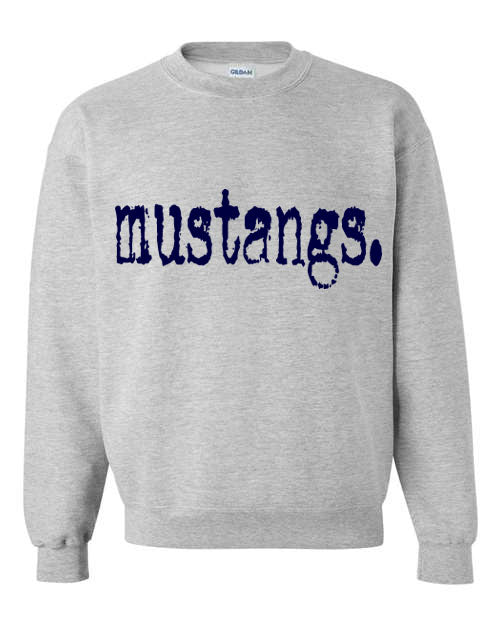 Mustangs Typography - Sport Grey - Tshirt, crewneck, longsleeve T, or Hooded