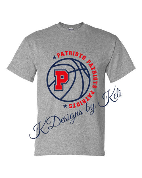 P - Seeger Patriots Basketball- Sport Grey - T-Shirt, Long Sleeve T-shirt, Crew Neck or Hooded Sweatshirt
