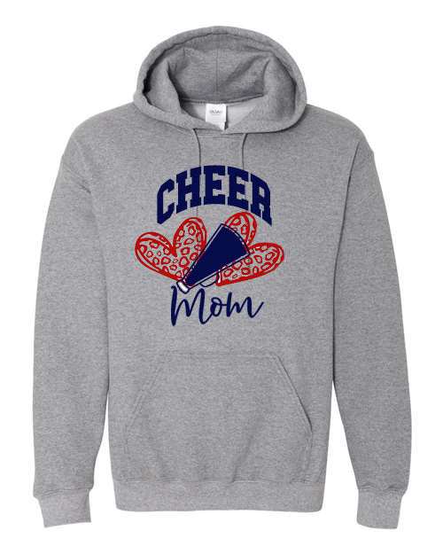 Cheer Mom - Navy or Grey - T-Shirt, Long Sleeve T-shirt, Crew Neck or Hooded Sweatshirt