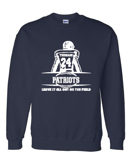 Seeger Patriot Football  2024 - CUSTOMIZED - Leave it on the Field - T-Shirt, Long Sleeve T-shirt, Crew Neck or Hooded Sweatshirt (Copy)