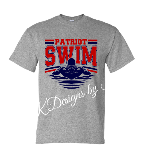 Patriot Swim - Grey - T-Shirt, Long Sleeve T-shirt, Crew Neck or Hooded Sweatshirt