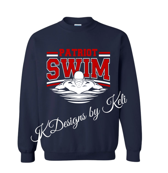 Patriot Swim - Navy - T-Shirt, Long Sleeve T-shirt, Crew Neck or Hooded Sweatshirt