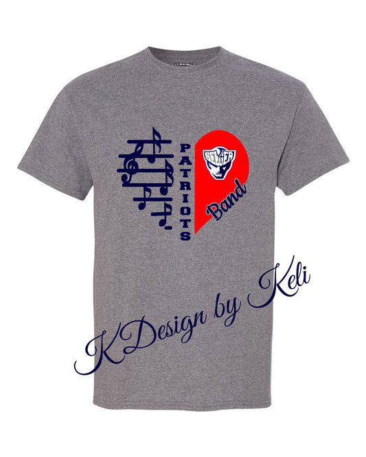 Seeger Music Boosters - Patriot Band 2025 - Design#1 - Graphite Grey - T-Shirt, Long Sleeve T-shirt, Crew Neck, or Hooded Sweatshirt