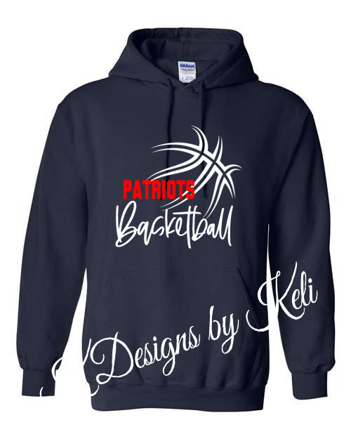 Patriots Basketball - Navy - Tshirt, Longsleeve T, Crewneck, or Hooded Sweatshirt